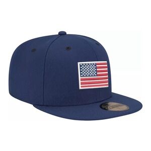 New Era Adult USA flag 59Fifty Navy Blue fitted Hat Size‎ 7 1/4 Cap